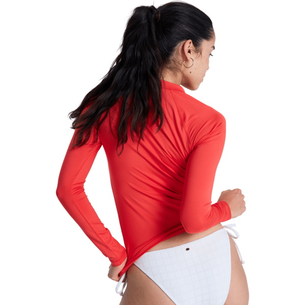 2026 Roxy Womens Whole Hearted Long Sleeve Rash Vest ERJWR03547 - Hibiscus